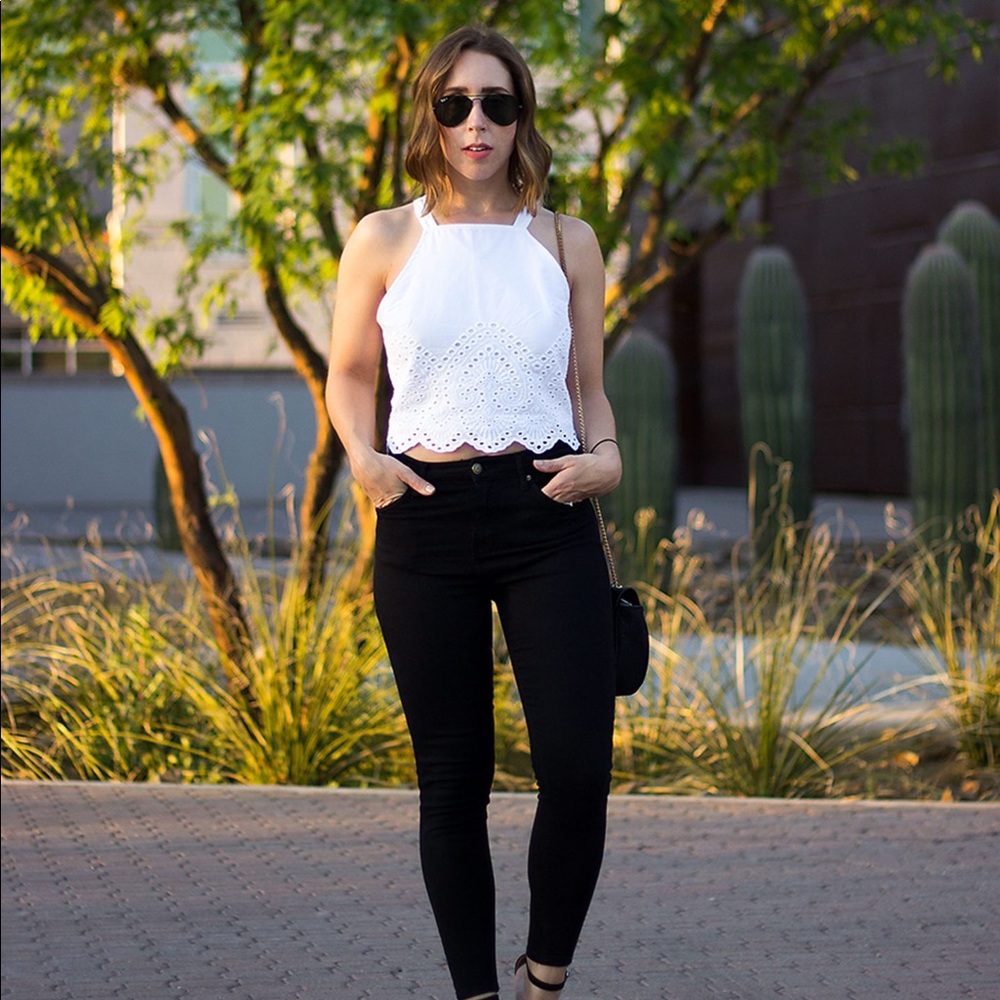Abercrombie & Fitch White Eyelet Halter Top